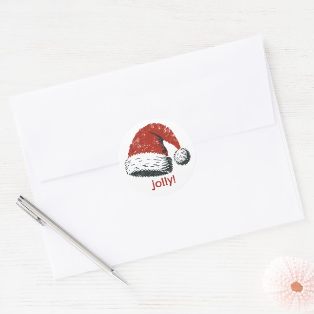 Adesivo Redondo Santa Hat Jolly (Envelope)
