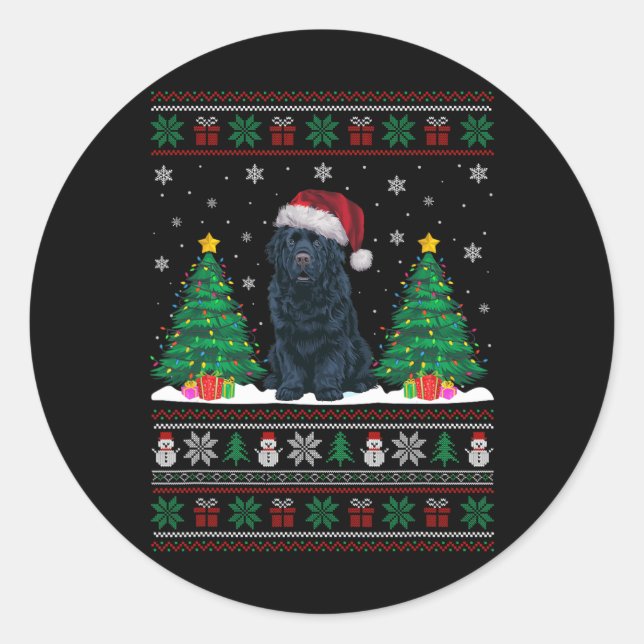 Adesivo Redondo Santa Hat NewUND Dog Xmas Tree Luzes Feias (Frente)