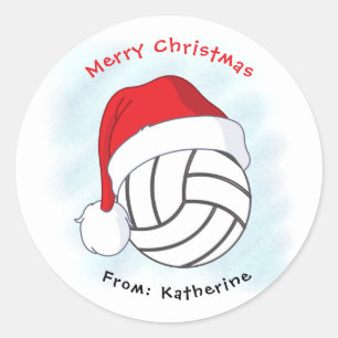 Adesivo Redondo Santa Hat Voleibol Feliz Natal