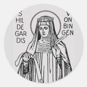 Adesivo Redondo Santa Hildegarda de Bingen abadessa beneditina