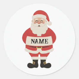 Adesivo Redondo Santa Holding Sign Sticker | Personalized Holiday
