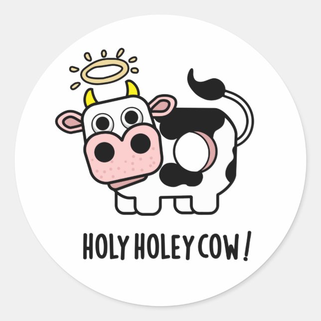 Adesivo Redondo Santa Holey Cow Funny Animal Pun (Frente)