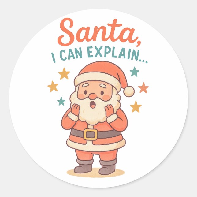 Adesivo Redondo Santa I Can Explain Christmas Stickers | Funny  (Frente)