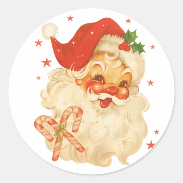 Adesivo Redondo Santa Joy Sticker – Vintage Christmas Charm (Frente)