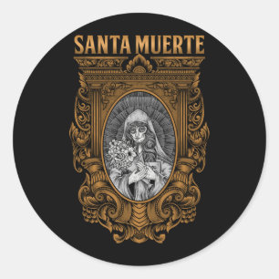 Adesivo Redondo Santa Morte Mexicana Deusa Feminina Crânio de Açúc