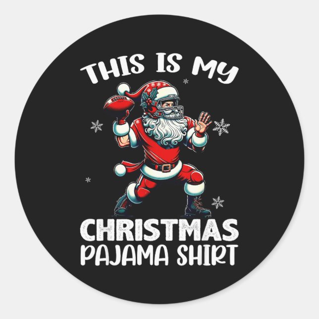 Adesivo Redondo Santa Playing American Football, This Is My Christ (Frente)