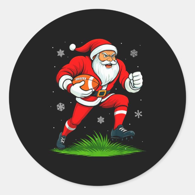 Adesivo Redondo Santa Playing Football Xmas Funny Christmas Footba (Frente)