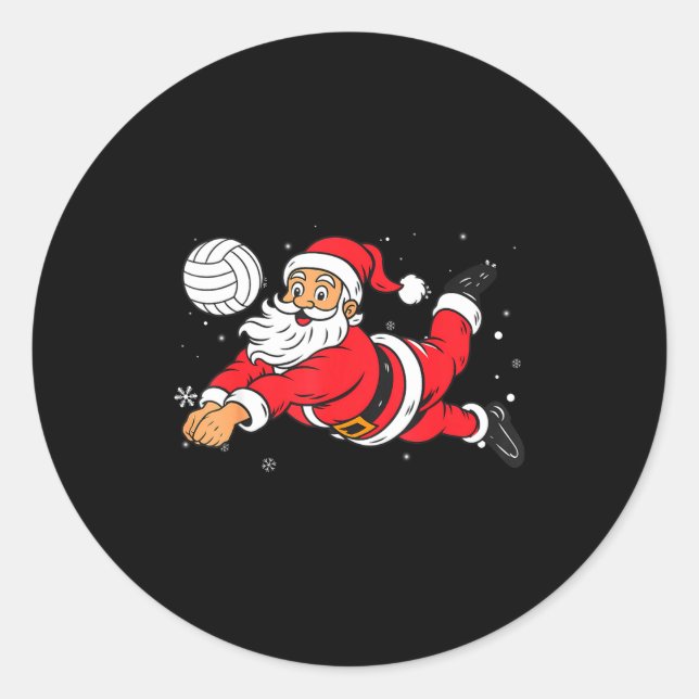 Adesivo Redondo Santa Playing Volleyball Christmas Pajama Cool Srt (Frente)