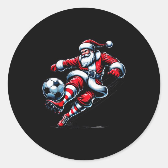 Adesivo Redondo Santa Plays Soccer Christmas Srts Women Men Kids  (Frente)