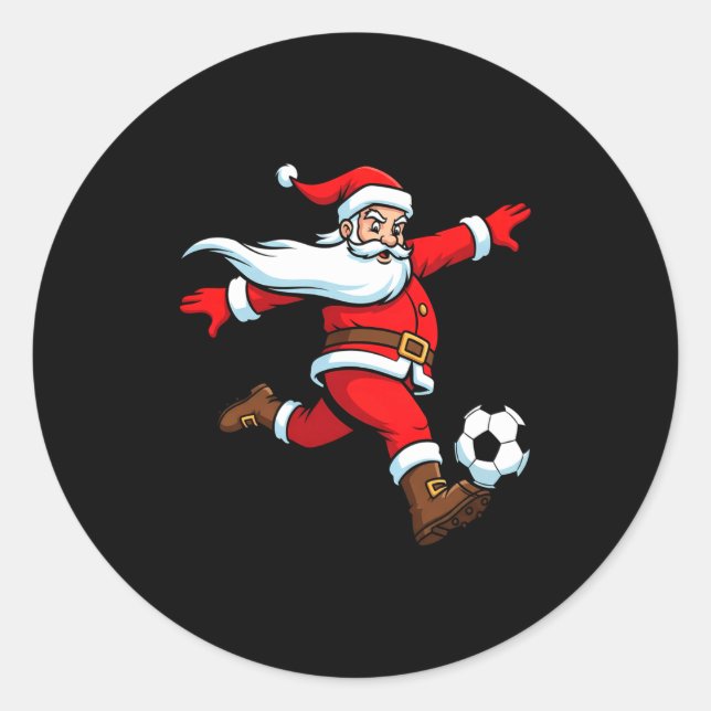 Adesivo Redondo Santa Plays Soccer Christmas Srts Women Men Kids L (Frente)