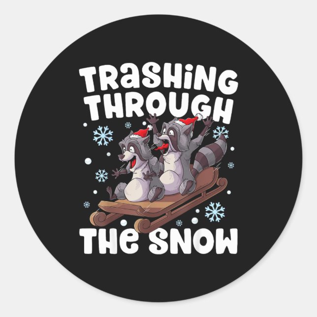 Adesivo Redondo Santa Racoon Trashing Through The Snow Cute Christ (Frente)