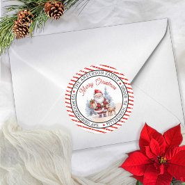 Adesivo Redondo Santa | Rena de Natal Círculo Endereço de Retorno