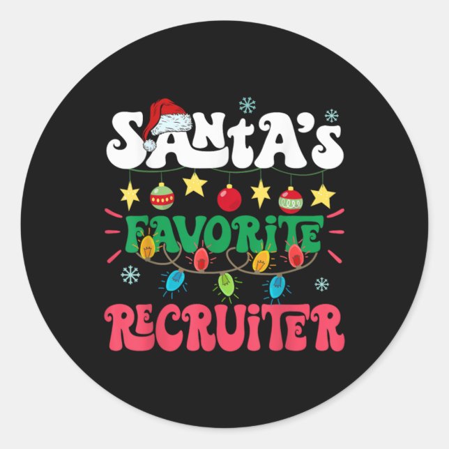 Adesivo Redondo Santa S Favorite Recruiter Funny Santa Xmas Light  (Frente)