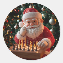 Adesivo Redondo Santa’s Next Move – Funny Chess Christmas Sticker