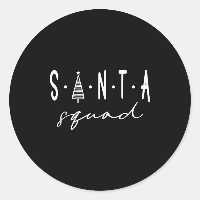 Adesivo Redondo Santa Squad Christmas Team Santa Crew Family Match (Frente)