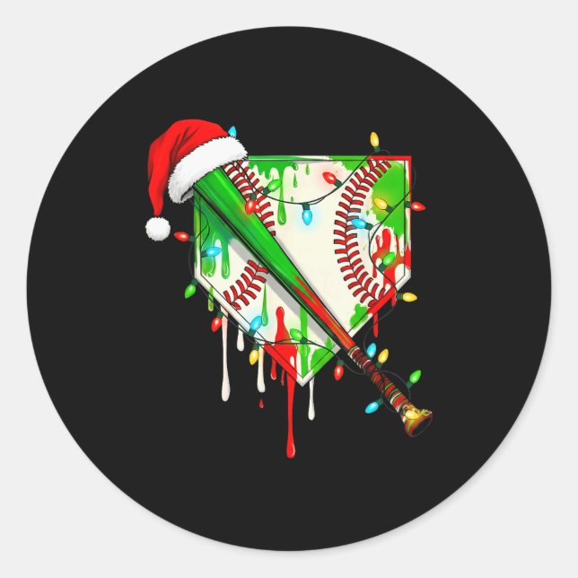 Adesivo Redondo Santa Srts Ice Baseball Christmas Xmas Pajama Kid  (Frente)