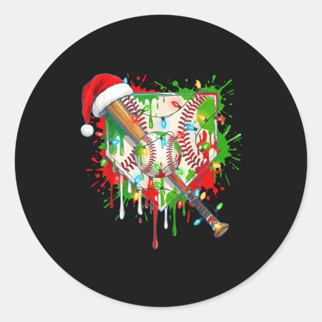 Adesivo Redondo Santa Srts Ice Baseball Christmas Xmas Pajama Kid  (Frente)