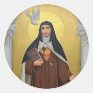 Adesivo Redondo Santa Teresa de Ávila Freira Carmelita Católica
