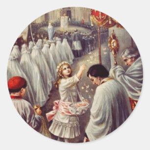 Adesivo Redondo Santa Teresinha Lançando Rosas Corpus Domini Belas