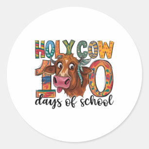 Adesivo Redondo Santa Vaca 100 Dias De Escola 100º Dia De Teac Mai