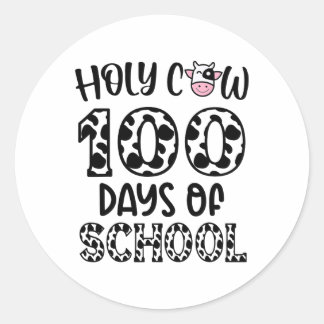 Adesivo Redondo Santa Vaca 100 Dias De Professores Estudantes Cria