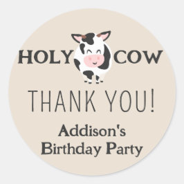 Adesivo Redondo Santa Vaca Obrigado Fazenda Festa Animal