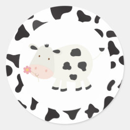 Adesivo Redondo Santa Vaca Rosa Daisy Impressão Aniversário Clássi