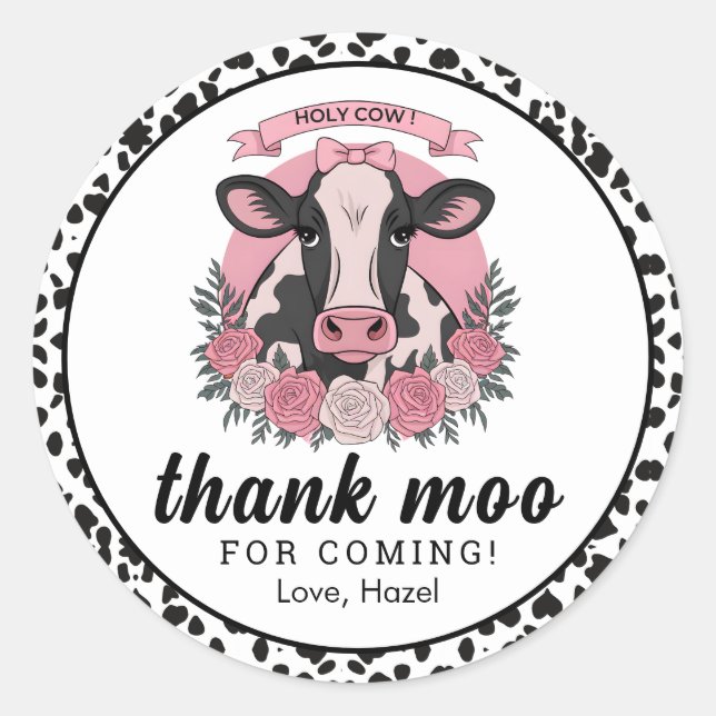 Adesivo Redondo Santa vaca, sou um primeiro aniversario de Cowgirl (Frente)