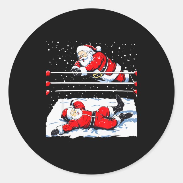 Adesivo Redondo Santa Wrestling Lover Wrestler Christmas Xmas Paja (Frente)