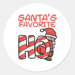 Adesivo Redondo Santas Favoritas Engraçadas Adultos de Natal