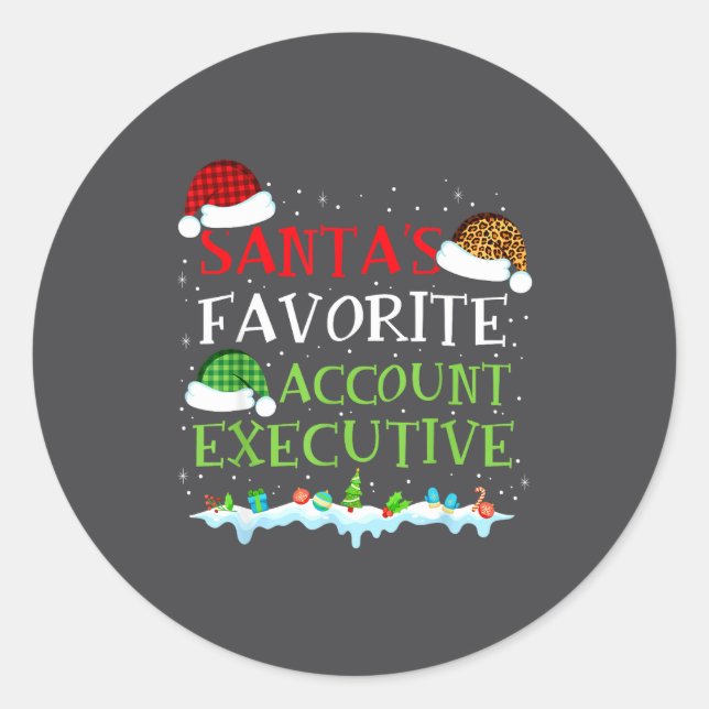 Adesivo Redondo Santa's Favorite Account Executive Fun Christmas  (Frente)