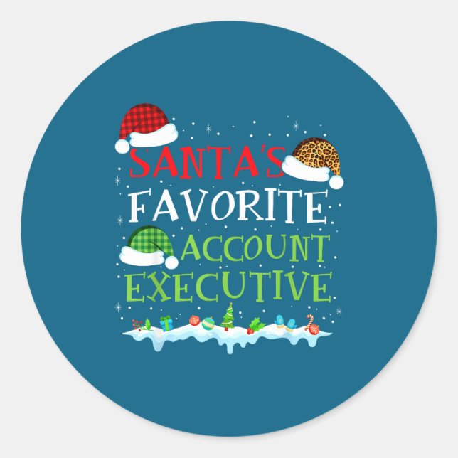 Adesivo Redondo Santa's Favorite Account Executive Fun Christmas  (Frente)