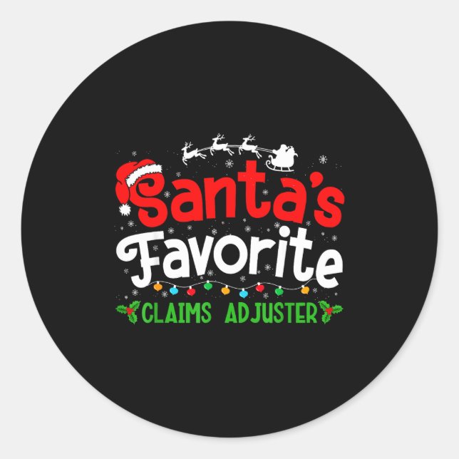 Adesivo Redondo Santa's Favorite Claims Adjuster Christmas Party  (Frente)