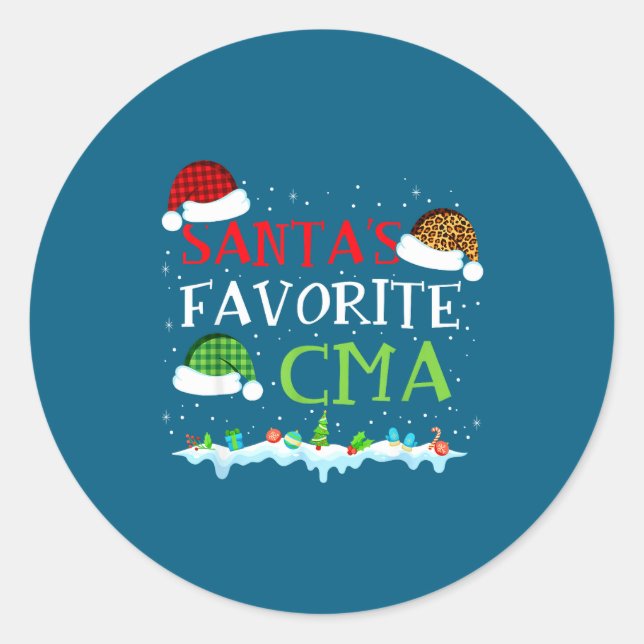 Adesivo Redondo Santa's Favorite Cma Fun Christmas Medical Istant  (Frente)