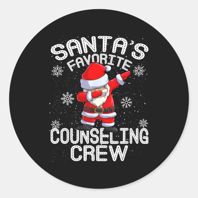 Adesivo Redondo Santa's Favorite Counseling Crew Christmas  (Frente)