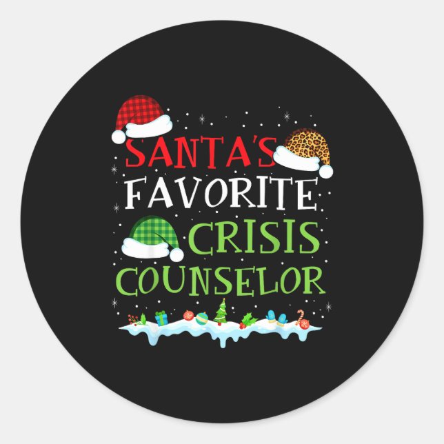 Adesivo Redondo Santa's Favorite Crisis Counselor Fun Christmas  (Frente)