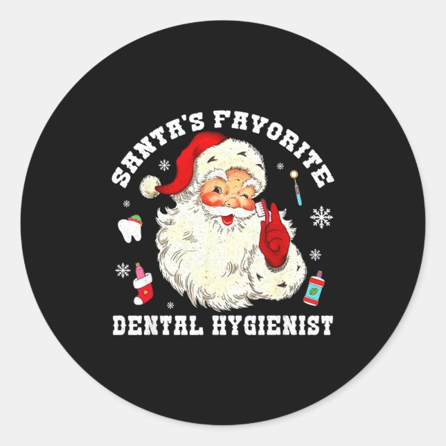 Adesivo Redondo Santas Favorite Dental Hygienist Christmas Funny G (Frente)