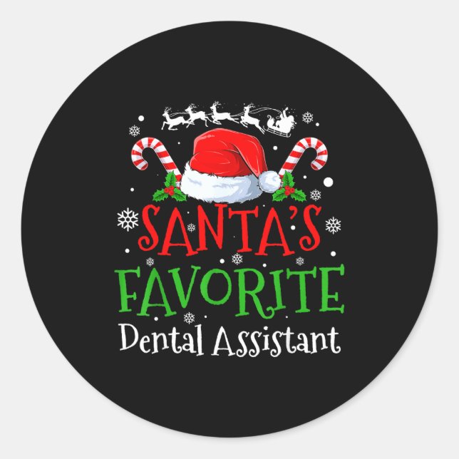 Adesivo Redondo Santa's Favorite Dental Istant Christmas Party  (Frente)