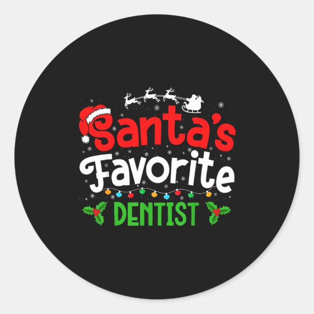Adesivo Redondo Santa's Favorite Dentist Christmas Party  (Frente)