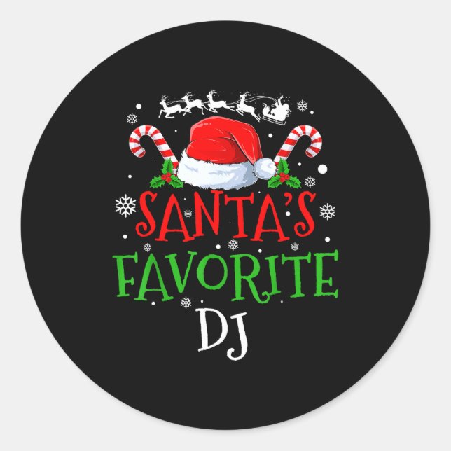 Adesivo Redondo Santa's Favorite Dj Christmas Party  (Frente)
