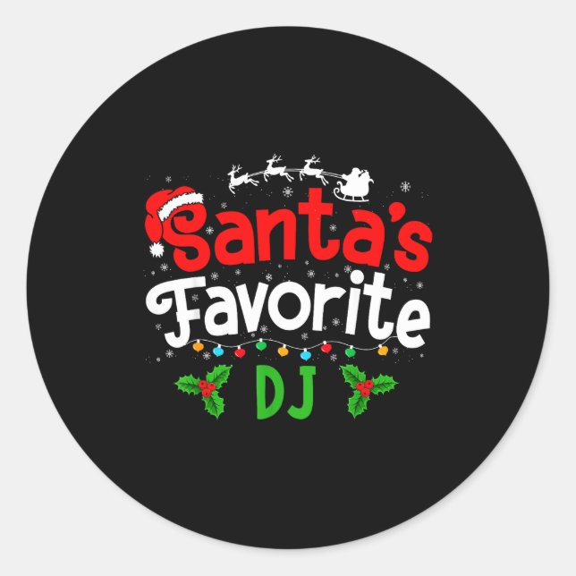 Adesivo Redondo Santa's Favorite Dj Christmas Party  (Frente)