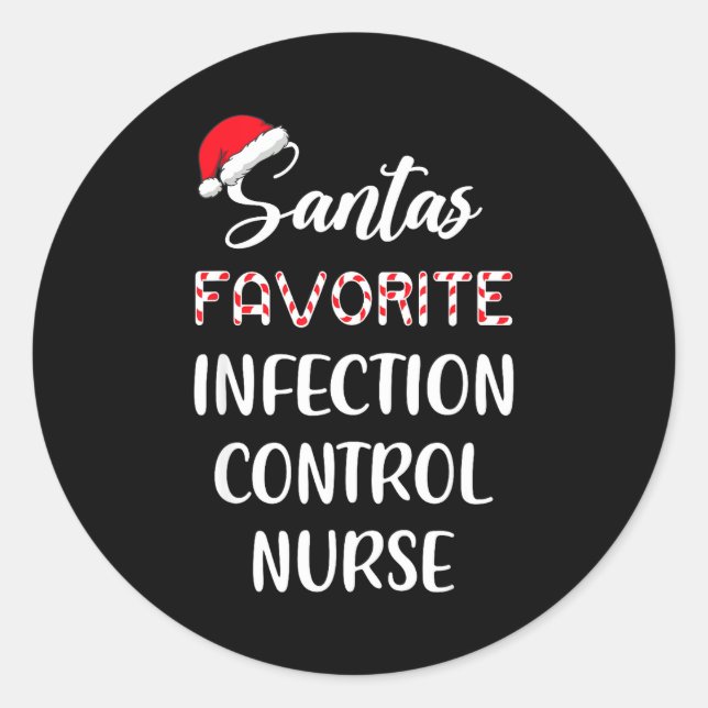 Adesivo Redondo Santa's Favorite Infection Control Nurse Christmas (Frente)