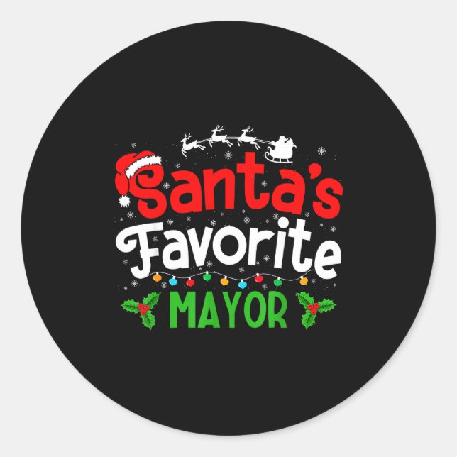 Adesivo Redondo Santa's Favorite Mayor Christmas Party  (Frente)