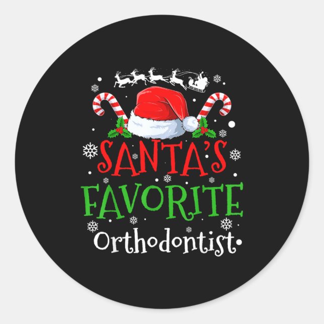 Adesivo Redondo Santa's Favorite Orthodontist Christmas Party  (Frente)