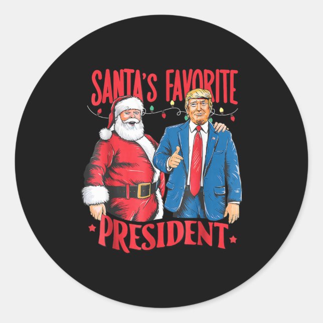 Adesivo Redondo Santa's Favorite President Santa Trump Dance Chris (Frente)