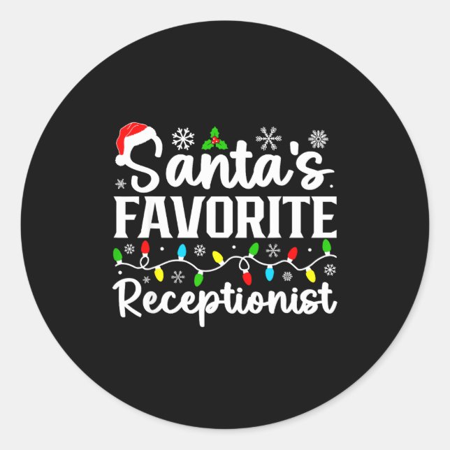 Adesivo Redondo Santa's Favorite Receptionist Christmas Family Mat (Frente)
