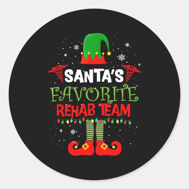 Adesivo Redondo Santa's Favorite Rehab Team Elf Physical Therapy C (Frente)