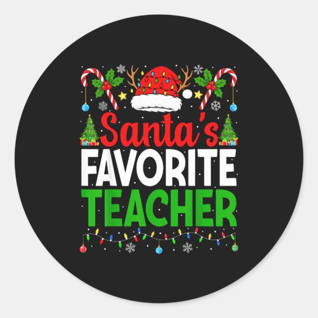 Adesivo Redondo Santa's Favorite Teachers Christmas Funny Christma (Frente)