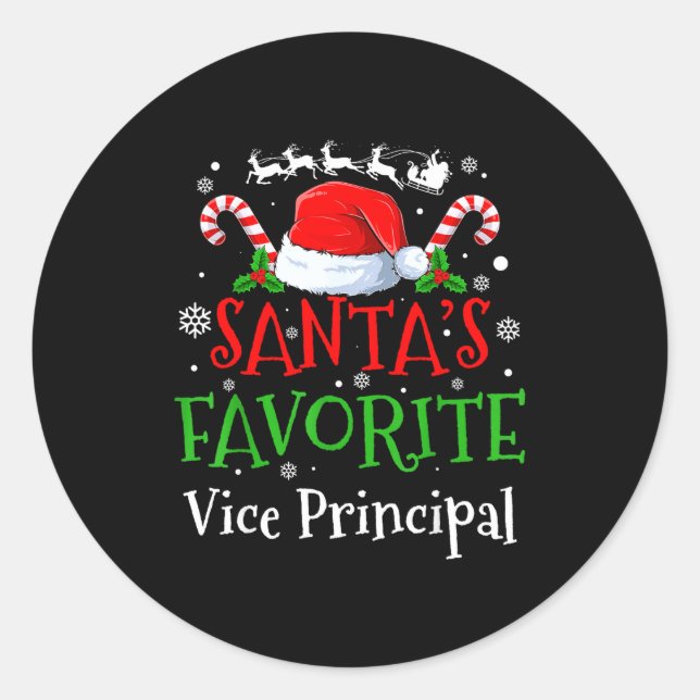 Adesivo Redondo Santa's Favorite Vice Principal Christmas Party  (Frente)