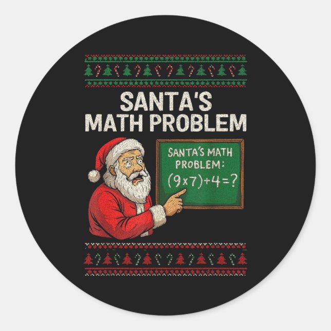 Adesivo Redondo Santa's Math Problem 67 Viral Meme Christmas Ugly  (Frente)